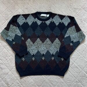 Vintage Michael Gerald Acrylic Argyle Sweater Men's Size L